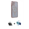 MARSİLYAN™- iPhone 11 Kılıf Zirve Doku Prime - Siyah 3D Antistatik Cam Ekran Koruyucu + Kamera Lens Koruma Cam - SF