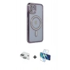 MARSİLYAN™- iPhone 11 Kılıf Zirve Doku Prime - Siyah 3D Antistatik Cam Ekran Koruyucu + Pers Alüminyum Kamera Lens - YL