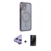 MARSİLYAN™- iPhone 11 Kılıf Zirve Doku Prime - Siyah 3D Antistatik Hayalet Cam Ekran Koruyucu + Raze Metal Kamera Lens - MR