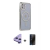 MARSİLYAN™- iPhone 11 Kılıf Zirve Doku Prime - Siyah 3D Antistatik Hayalet Cam Ekran Koruyucu + Raze Metal Kamera Lens - MR