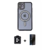 MARSİLYAN™- iPhone 11 Kılıf Zirve Doku Prime - Siyah 3D Antistatik Hayalet Cam Ekran Koruyucu + PVD Metal Kamera Lens - SH