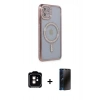 MARSİLYAN™- iPhone 11 Kılıf Zirve Doku Prime - Siyah 3D Antistatik Hayalet Cam Ekran Koruyucu + PVD Metal Kamera Lens - TU