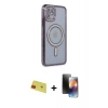 MARSİLYAN™- iPhone 11 Kılıf Zirve Doku Prime - Siyah 3D Antistatik Mat Seramik Nano Ekran Koruyucu + Rainbow Kamera Lens Koruma Cam - KI