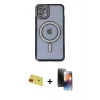 MARSİLYAN™- iPhone 11 Kılıf Zirve Doku Prime - Siyah 3D Antistatik Mat Seramik Nano Ekran Koruyucu + Rainbow Kamera Lens Koruma Cam - KI