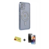 MARSİLYAN™- iPhone 11 Kılıf Zirve Doku Prime - Siyah 3D Antistatik Mat Seramik Nano Ekran Koruyucu + Rainbow Kamera Lens Koruma Cam - KI