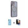 MARSİLYAN™- iPhone 11 Kılıf Zirve Doku Prime - Siyah 3D Antistatik Mat Seramik Nano Ekran Koruyucu + Neon Fosforlu Kamera Lens - MI