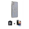 MARSİLYAN™- iPhone 11 Kılıf Zirve Doku Prime - Siyah 3D Antistatik Mat Seramik Nano Ekran Koruyucu + PVD Metal Kamera Lens - MI