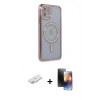 MARSİLYAN™- iPhone 11 Kılıf Zirve Doku Prime - Siyah 3D Antistatik Mat Seramik Nano Ekran Koruyucu + Renkli Kamera Lens Koruma Cam - YL