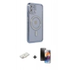 MARSİLYAN™- iPhone 11 Kılıf Zirve Doku Prime - Siyah 3D Antistatik Mat Seramik Nano Ekran Koruyucu + Renkli Kamera Lens Koruma Cam - YL