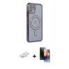 MARSİLYAN™- iPhone 11 Kılıf Zirve Doku Prime - Siyah 3D Antistatik Mat Seramik Nano Ekran Koruyucu + Renkli Kamera Lens Koruma Cam - SI