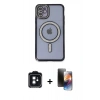 MARSİLYAN™- iPhone 11 Kılıf Zirve Doku Prime - Siyah 3D Antistatik Mat Seramik Nano Ekran Koruyucu + PVD Metal Kamera Lens - SH