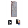 MARSİLYAN™- iPhone 11 Kılıf Zirve Doku Prime - Siyah 3D Antistatik Mat Seramik Nano Ekran Koruyucu + PVD Metal Kamera Lens - SH