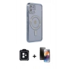 MARSİLYAN™- iPhone 11 Kılıf Zirve Doku Prime - Siyah 3D Antistatik Mat Seramik Nano Ekran Koruyucu + PVD Metal Kamera Lens - SH