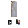 MARSİLYAN™- iPhone 11 Kılıf Zirve Doku Prime - Siyah 3D Antistatik Mat Seramik Nano Ekran Koruyucu + PVD Metal Kamera Lens - SH