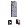 MARSİLYAN™- iPhone 11 Kılıf Zirve Doku Prime - Siyah 3D Antistatik Mat Seramik Nano Ekran Koruyucu + PVD Metal Kamera Lens - SH