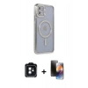 MARSİLYAN™- iPhone 11 Kılıf Zirve Doku Prime - Siyah 3D Antistatik Mat Seramik Nano Ekran Koruyucu + PVD Metal Kamera Lens - SH