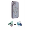 MARSİLYAN™- iPhone 11 Kılıf Zirve Doku Prime - Siyah 3D Antistatik Seramik Nano Ekran Koruyucu + Raze Metal Kamera Lens - KI