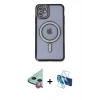 MARSİLYAN™- iPhone 11 Kılıf Zirve Doku Prime - Siyah 3D Antistatik Seramik Nano Ekran Koruyucu + Raze Metal Kamera Lens - KI