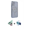MARSİLYAN™- iPhone 11 Kılıf Zirve Doku Prime - Siyah 3D Antistatik Seramik Nano Ekran Koruyucu + Raze Metal Kamera Lens - KI