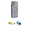 MARSİLYAN™- iPhone 11 Kılıf Zirve Doku Prime - Siyah 3D Antistatik Seramik Nano Ekran Koruyucu + Rainbow Kamera Lens Koruma Cam - KI