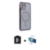 MARSİLYAN™- iPhone 11 Kılıf Zirve Doku Prime - Siyah 3D Antistatik Seramik Nano Ekran Koruyucu + PVD Metal Kamera Lens - MI