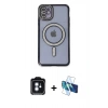 MARSİLYAN™- iPhone 11 Kılıf Zirve Doku Prime - Siyah 3D Antistatik Seramik Nano Ekran Koruyucu + PVD Metal Kamera Lens - MI