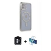 MARSİLYAN™- iPhone 11 Kılıf Zirve Doku Prime - Siyah 3D Antistatik Seramik Nano Ekran Koruyucu + PVD Metal Kamera Lens - MI