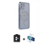 MARSİLYAN™- iPhone 11 Kılıf Zirve Doku Prime - Siyah 3D Antistatik Seramik Nano Ekran Koruyucu + PVD Metal Kamera Lens - MI