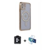 MARSİLYAN™- iPhone 11 Kılıf Zirve Doku Prime - Siyah 3D Antistatik Seramik Nano Ekran Koruyucu + PVD Metal Kamera Lens - MI