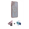 MARSİLYAN™- iPhone 11 Kılıf Zirve Doku Prime - Siyah 3D Antistatik Seramik Nano Ekran Koruyucu + Raze Metal Kamera Lens - SH