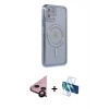 MARSİLYAN™- iPhone 11 Kılıf Zirve Doku Prime - Siyah 3D Antistatik Seramik Nano Ekran Koruyucu + Raze Metal Kamera Lens - SH