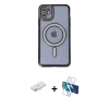 MARSİLYAN™- iPhone 11 Kılıf Zirve Doku Prime - Siyah 3D Antistatik Seramik Nano Ekran Koruyucu + Renkli Kamera Lens Koruma Cam - SI