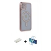 MARSİLYAN™- iPhone 11 Kılıf Zirve Doku Prime - Siyah 3D Antistatik Seramik Nano Ekran Koruyucu + Renkli Kamera Lens Koruma Cam - TU
