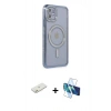 MARSİLYAN™- iPhone 11 Kılıf Zirve Doku Prime - Siyah 3D Antistatik Seramik Nano Ekran Koruyucu + Renkli Kamera Lens Koruma Cam - TU