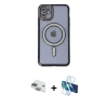 MARSİLYAN™- iPhone 11 Kılıf Zirve Doku Prime - Siyah 3D Antistatik Seramik Nano Ekran Koruyucu + Pers Alüminyum Kamera Lens - YL
