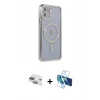 MARSİLYAN™- iPhone 11 Kılıf Zirve Doku Prime - Siyah 3D Antistatik Seramik Nano Ekran Koruyucu + Pers Alüminyum Kamera Lens - YL