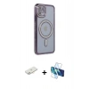MARSİLYAN™- iPhone 11 Kılıf Zirve Doku Prime - Siyah 3D Antistatik Seramik Nano Ekran Koruyucu + Renkli Kamera Lens Koruma Cam - YL
