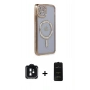 MARSİLYAN™- iPhone 11 Kılıf Zirve Doku Prime - Siyah 6D Antistatik Mat Seramik Hayalet Nano Ekran Koruyucu + PVD Metal Kamera Lens - SH