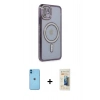 MARSİLYAN™- iPhone 11 Kılıf Zirve Doku Prime - Siyah 6D Mat Seramik Hayalet Nano Ekran Koruyucu + Neon Fosforlu Kamera Lens - MI