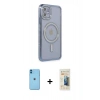 MARSİLYAN™- iPhone 11 Kılıf Zirve Doku Prime - Siyah 6D Mat Seramik Hayalet Nano Ekran Koruyucu + Neon Fosforlu Kamera Lens - MI