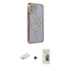 MARSİLYAN™- iPhone 11 Kılıf Zirve Doku Prime - Siyah 6D Mat Seramik Hayalet Nano Ekran Koruyucu + Renkli Kamera Lens Koruma Cam - PE
