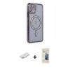 MARSİLYAN™- iPhone 11 Kılıf Zirve Doku Prime - Siyah 6D Mat Seramik Hayalet Nano Ekran Koruyucu + Renkli Kamera Lens Koruma Cam - PE