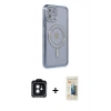 MARSİLYAN™- iPhone 11 Kılıf Zirve Doku Prime - Siyah 6D Mat Seramik Hayalet Nano Ekran Koruyucu + PVD Metal Kamera Lens - SH