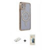 MARSİLYAN™- iPhone 11 Kılıf Zirve Doku Prime - Siyah 6D Mat Seramik Hayalet Nano Ekran Koruyucu + Renkli Kamera Lens Koruma Cam - TU