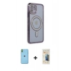 MARSİLYAN™- iPhone 11 Kılıf Zirve Doku Prime - Siyah 6D Mat Seramik Hayalet Nano Ekran Koruyucu + Neon Fosforlu Kamera Lens - YL