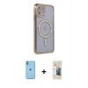 MARSİLYAN™- iPhone 11 Kılıf Zirve Doku Prime - Siyah 6D Mat Seramik Hayalet Nano Ekran Koruyucu + Neon Fosforlu Kamera Lens - YL