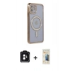 MARSİLYAN™- iPhone 11 Kılıf Zirve Doku Prime - Siyah 6D Mat Seramik Hayalet Nano Ekran Koruyucu + PVD Metal Kamera Lens - YL