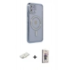MARSİLYAN™- iPhone 11 Kılıf Zirve Doku Prime - Siyah Bilvis 3D Cam Ekran Koruyucu + Renkli Kamera Lens Koruma Cam - YL