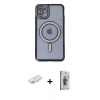 MARSİLYAN™- iPhone 11 Kılıf Zirve Doku Prime - Siyah Bilvis 3D Cam Ekran Koruyucu + Renkli Kamera Lens Koruma Cam - PE