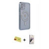 MARSİLYAN™- iPhone 11 Kılıf Zirve Doku Prime - Siyah Bilvis 3D Mat Cam Ekran Koruyucu + Rainbow Kamera Lens Koruma Cam - KI